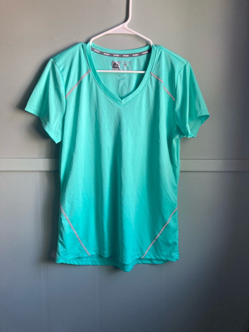 RBX Women's Short Sleeve V-Neck Active Top - Aqua Teal Size Large